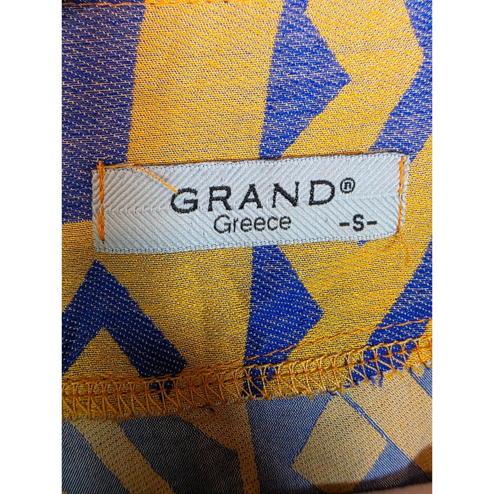 Grand Greece Anthropologie Kimono Cardigan Yellow blue Geometric Viscose Top - Picture 3 of 6